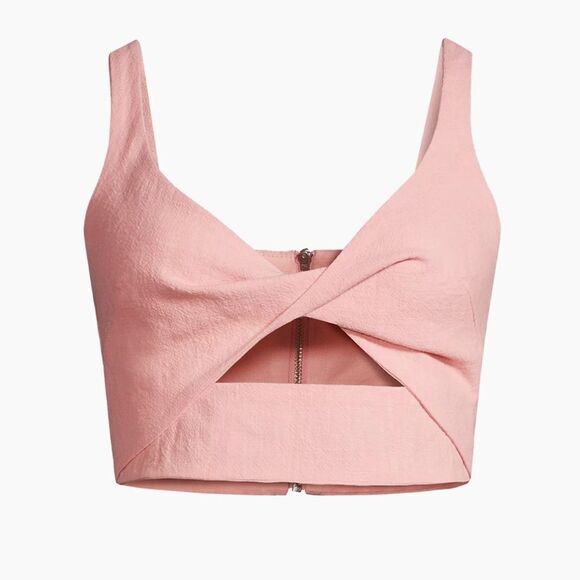 NWOT Bec & Bridge Bonnie Ramie Twist Front Cropped Tank Top in Peony size 10 - Picture 2 of 13